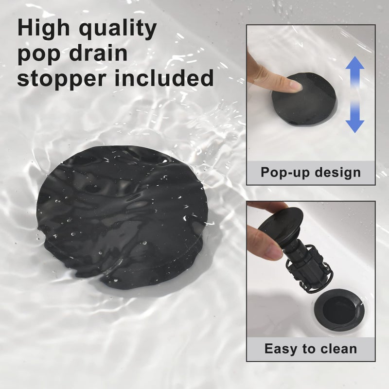 FROPO Two Handle Widespread Bathroom Sink Faucet - 3 Hole Vanity Faucet with Pop-Up Drain & cUPC Faucet Supply Lines, 8 Inch Black Bathroom Sink Faucet - Image 5
